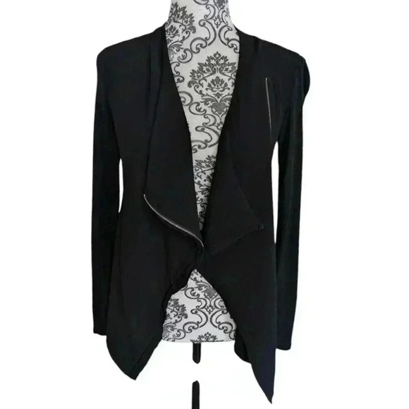 Aritzia Babaton Olivier Blouse Black Waterfall Front Jacket Whimsigoth Women XS - Picture 5 of 13